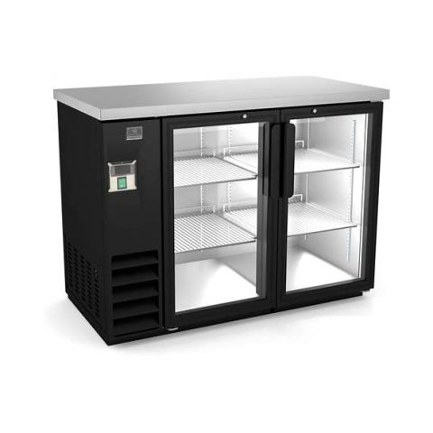 48" Glass Door Back Bar Cooler W/ Black Vinyl Exterior