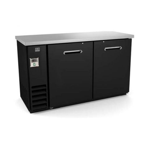 60" Solid Door Back Bar Cooler W/ Black Vinyl Exterior