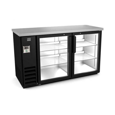 60"Glass Door Back Bar Cooler W/ Black Vinyl Exterior