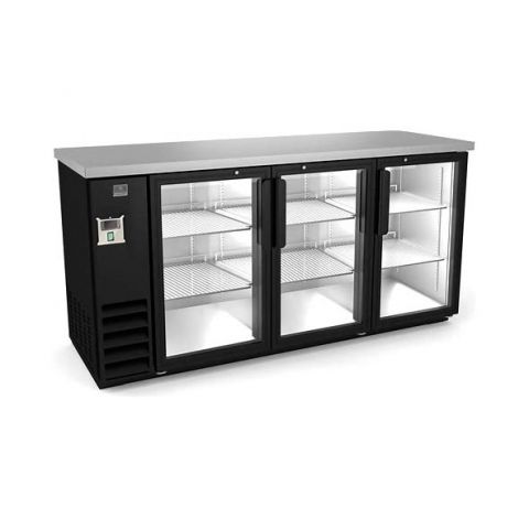 72 Glass Door Back Bar Cooler W/ Black Vinyl Exterior