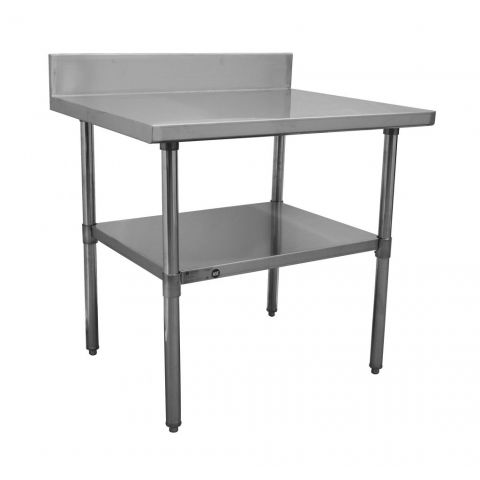 T3060CWP-16BS Deluxe Series All Stainless Steel Work Tables 30"x60" with 5" Backsplash