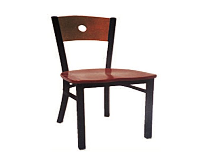 Circle Metal Frame Wood Saddle Restaurant Chair