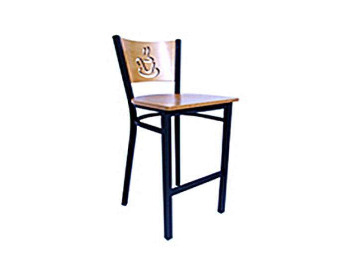 Coffee Cup Metal Frame Wood Saddle Chair (High)
