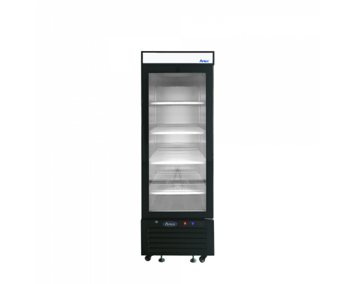 Bottom Mount (1) Glass Door Refrigerator 8.3 cu ft - Black Cabinet